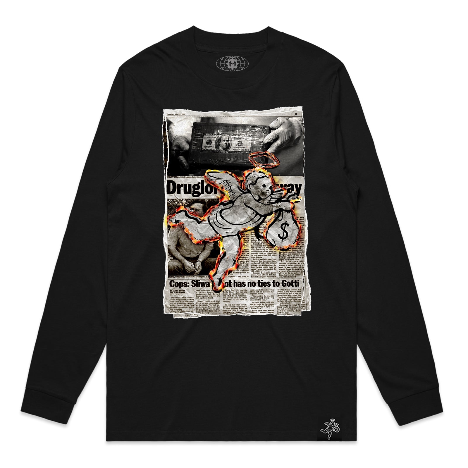 Newspaper Burning Angel Long Sleeve