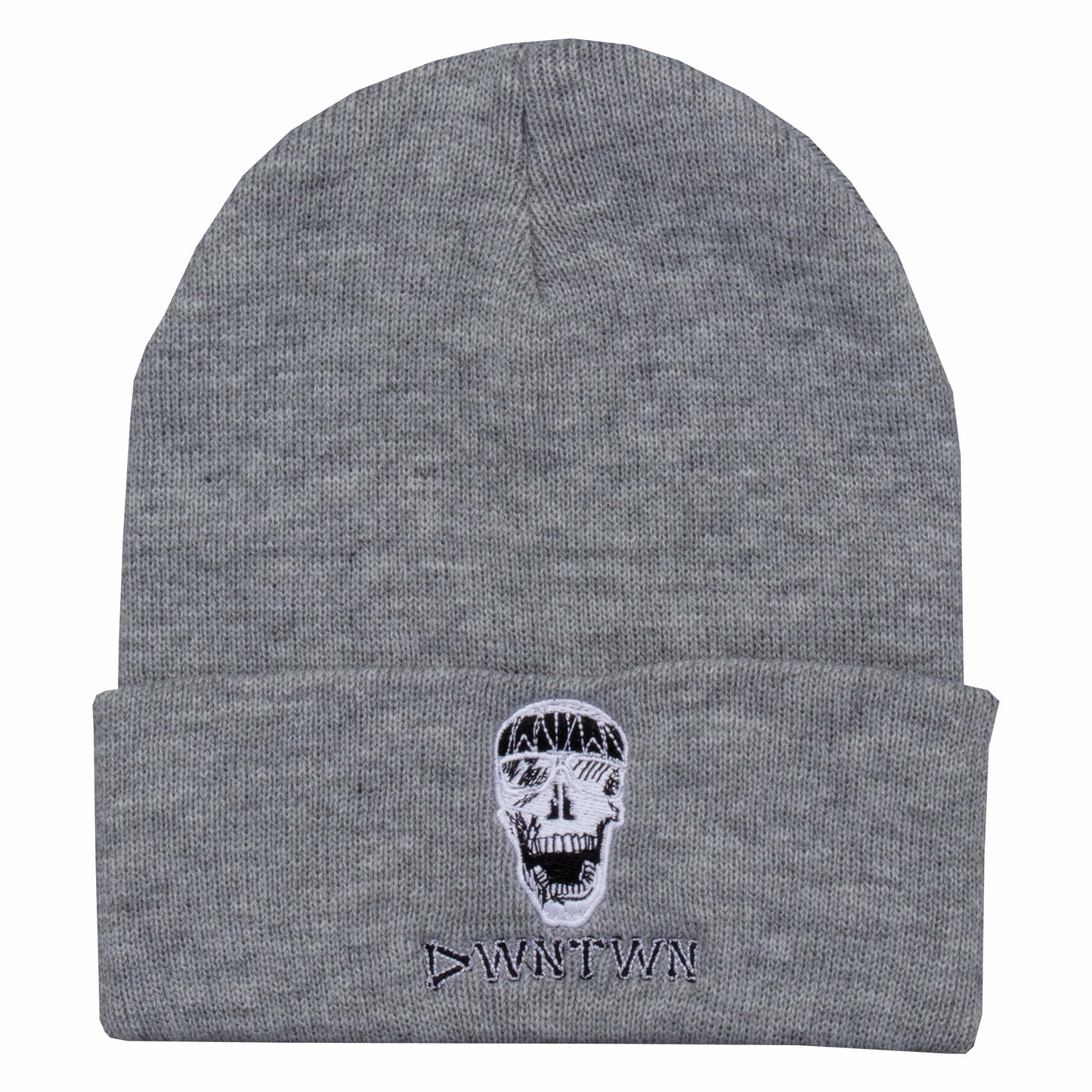 Skull Embroidered Flip Beanie