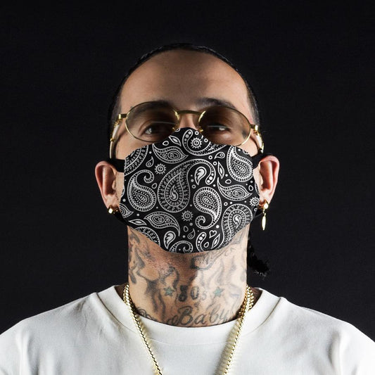 Black Paisley Face Mask