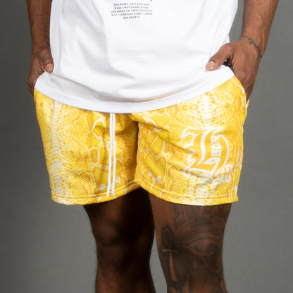 Yellow Snakeskin Shorts - Yellow