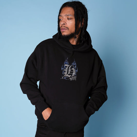 Blue Flame rhinestone HW Hoodie - RP