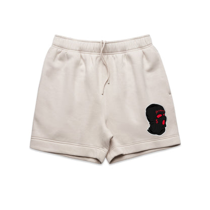 RED AJ11 MASK CHENILLE PATCH SHORTS