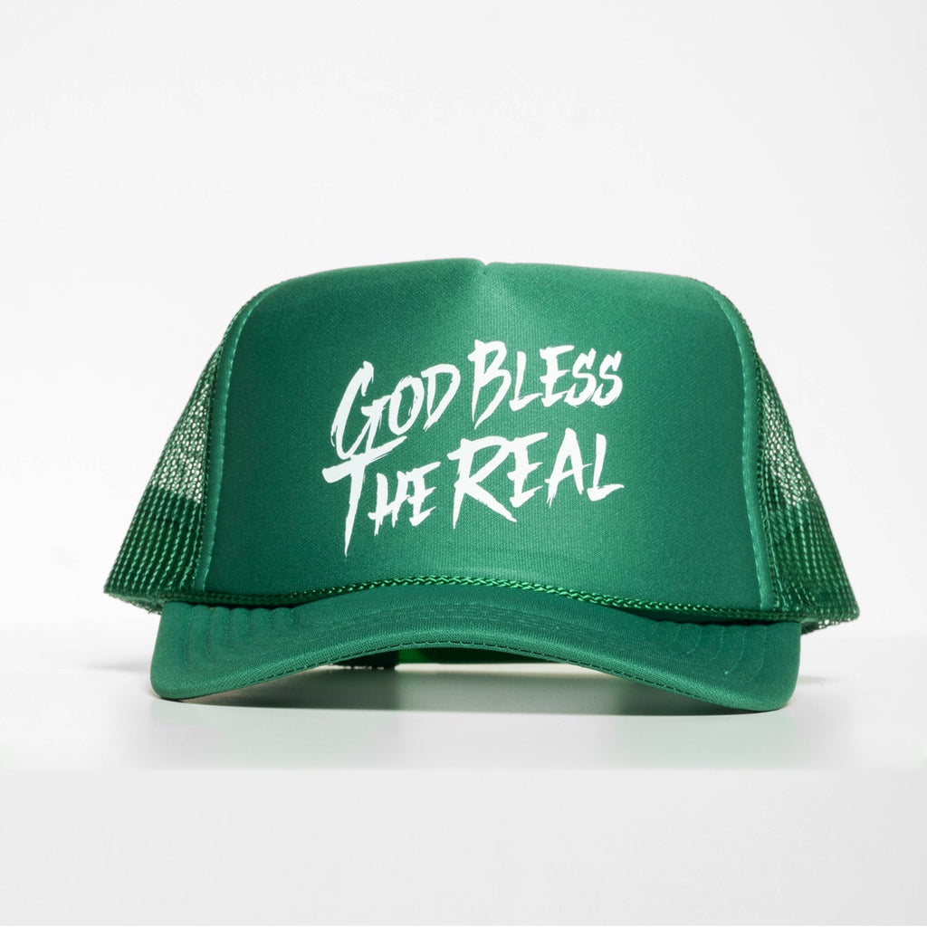 God Bless The Real Mesh Back Trucker Hat GREEN